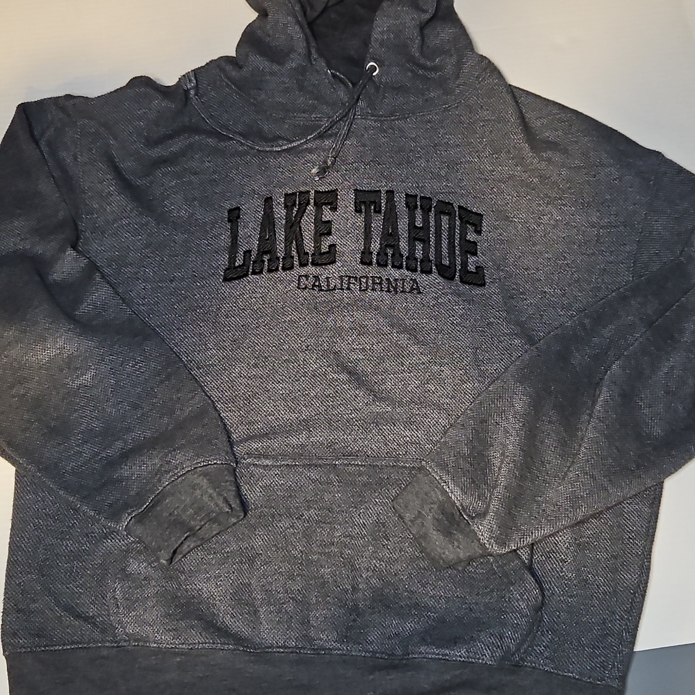 Lake Tahoe Waffle Knit Gray Hoodie Large
